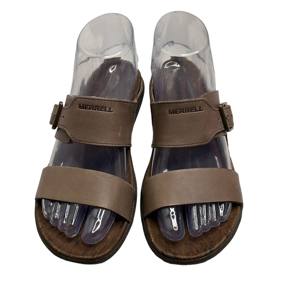 Merrell Kanoya Sandals Women's 6 M Brown Leather Wide Strappy Sandal Shoes EUC